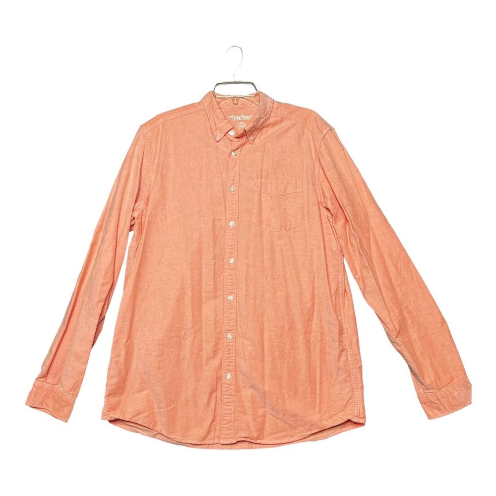 Eddie Bauer Legend Wash Long Sleeve Orange Cotton Button Up Shirt Mens LT Relax